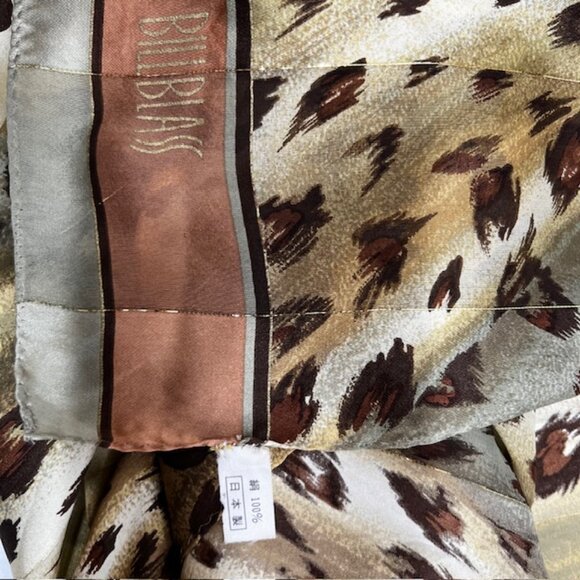 BillBlass 100% silk chiffon, green olive  gold leapard crectangle, size 64x32(48 - Picture 6 of 8